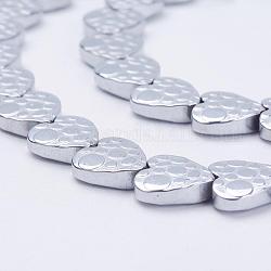 Chapelets de perles en hématite synthétique sans magnétiques, cœur, platinée, 10x10x3mm, Trou: 1mm, Environ 44 pcs/chapelet, 15.7 pouce (40 cm)
