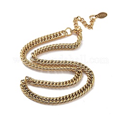 Chapado en iones (ip) 304 collar de cadena de eslabones cubanos de acero inoxidable, real 18k chapado en oro, 16.14 pulgada (41 cm)