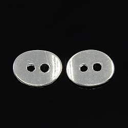 Alliage boutons ovales, Sans cadmium & sans nickel & sans plomb, couleur argentée, 14x11x1mm, Trou: 2mm