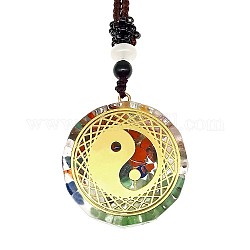 Collares con colgante de piedra mixta natural y sintética de chakra de orgonita, collar de hilo de nailon para mujer, plano y redondo, yin-yang, 25.59 pulgada (65 cm)