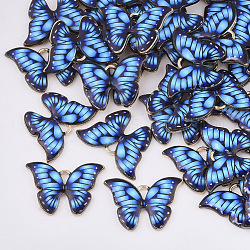 Печатные подвески сплава, с эмалью, бабочка, золотой свет, королевский синий, 15.5x22x2 мм, отверстие : 1.8 мм