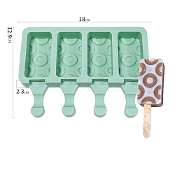 Stampini per gelato in silicone, con 4 rettangolo di stili con cavità a forma di ciambella, creatore di stampi per ghiaccioli riutilizzabili, acquamarina media, 129x180x23mm, capacità: 49 ml (1.66 fl. oz)