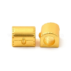 Abalorios europeos de aleación chapado en rack, Abalorios de grande agujero, sin plomo, cadmio, níquel, caja maleta, color dorado mate, 9.5x10.5x7.5mm, agujero: 5 mm