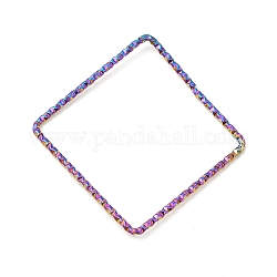 304 anelli di collegamento in acciaio inox, texture, quadrato, colore arcobaleno, 33x33x1mm