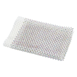 Mayjoydiy us fer sur accessoires d'ornement en maille de polyester, avec strass, blanc, 440x330x1.5mm, 2 pcs / boîte