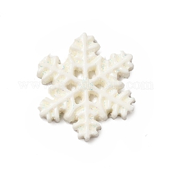 Noël cabochons de résine à thème, flocon de neige, blanc, 21x19x3mm