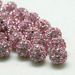 Pave disco бусины, Бусины со стразами, полимерная глина , класс А, круглые, светло-розовый, PP12 (1.8~1.9 мм), 8 мм, отверстие : 1 мм