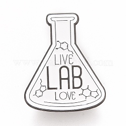 Word Live Lab Liebesbrosche, für Lehramtsstudierende, Flaschenform-Legierungsabzeichen für Rucksackkleidung, Metallgrau, weiß, 30.5x25x1.5 mm, Stift: 1.2 mm