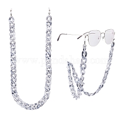 Brillenketten, Halsband für Brillen, mit Acryl Bordsteinketten, 304 Hummerkrallenverschlüsse aus Edelstahl und Gummischlaufenenden, Rauch weiss, 30.7 Zoll (78 cm)