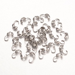 316 Surgical Stainless Steel Bead Tips, Calotte Ends, Clamshell Knot Cover, Stainless Steel Color, 9x4mm