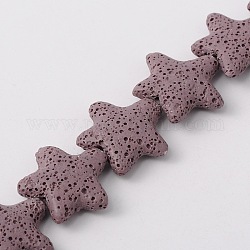 Natural Lava Rock Beads Strands, Starfish/Sea Stars, Dyed, Purple, 24~25x7~8mm, Hole: 1mm, about 18pcs/strand, 15 inch