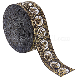 Cintas planas poliéster bordado étnico, cinta de jacquard, vara de oro, 1-1/4 pulgada (33 mm)