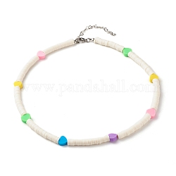 Handgefertigte Heishi-Perlenkette aus Fimo für Frauen, Farbig, 17.91 Zoll (45.5 cm)