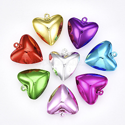 Ciondoli campana di ferro, cuore, colore misto, 26x26x11.5mm, Foro: 1.8 mm