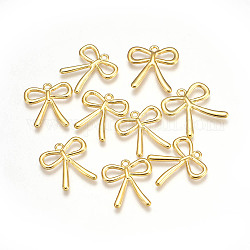 Tibetan Style Alloy Pendants, Lead Free and Cadmium Free, Bowknot, Golden, 25x22x1.5mm, Hole: 4mm