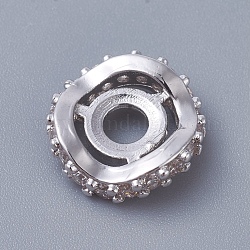 Micropave de latón transparente perlas de circonita, Plateado de larga duración, onda cuadrada, Platino, 11.5x11.5x3mm, agujero: 3 mm