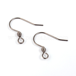 304 Stainless Steel Earring Hook Findings, Ear Wire, with Horizontal Loop, Stainless Steel Color, 18x16x0.8mm, 20 Gauge, Hole: 2mm