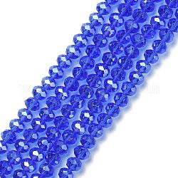 Filo di perline in vetro, lustro di perla placcato, suncatcher di cristallo, rondelle sfaccettato, blu royal, 8x6mm, Foro: 1 mm, circa 68~70pcs/filo, 15 pollice