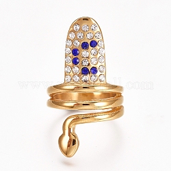 (vendita in fabbrica di feste di gioielli) placcatura ionica (ip) 304 anello per dito in acciaio inossidabile, con strass, oro, cristallo e zaffiro, formato 3~5, 13~15mm
