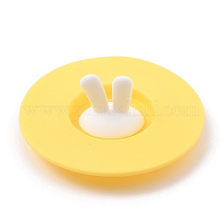 Couvercles de tasse en silicone, couvertures de tasse de thé d'oreille de lapin, joint hermétique anti-poussière pour mugs, jaune, 100x35mm
