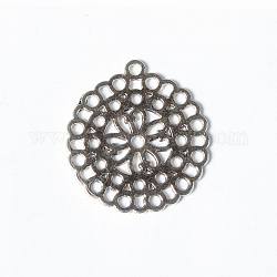 Tibetan Style Alloy Pendants, Lead Free and Cadmium Free, Flower, Antique Silver, 30x1mm, Hole: 1.5mm