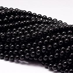 Natürliche schwarze Turmalin Perlen Stränge, Klasse ab, Runde, 10 mm, Bohrung: 1 mm, ca. 38 Stk. / Strang, 15.7 Zoll