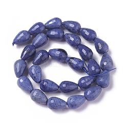 Fili di perle di quarzo dumortierite naturale, sfaccettato, goccia, 14~15x10~10.5mm, Foro: 1 mm, circa 25pcs/filo, 15.15 pollice