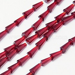 Glass Beads Strands, Faceted, Cone, Dark Red, 8x4mm, Hole: 1mm, about 72pcs/strand, 18 inch