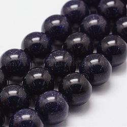 Synthetische blauen goldstone Perlen Stränge, gefärbt und erhitzt, Runde, 14 mm, Bohrung: 1.2 mm, 28 Stk. / Strang, 15.7 Zoll