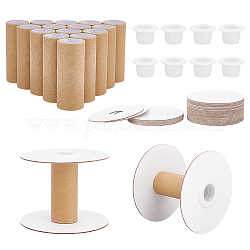 PandaHall Elite Paper Thread Winding Bobbins, with Plastic Finding, for Cross-Stitch Embroidery Sewing Tool, BurlyWood, 80x60mm, 16 sets/box