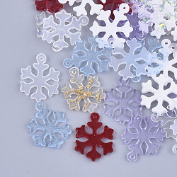 Pendentifs en résine, mixedstyle, Noël, flocon de neige, couleur mixte, 19.5x14.5x1.5mm, Trou: 1mm