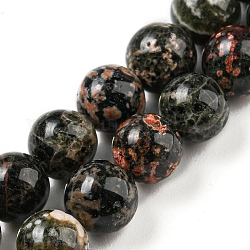 Brins de perles rondes en obsidienne flocon de neige rouge naturel, 6mm, Trou: 0.7mm, Environ 61 pcs/chapelet, 15.75''~16.14'' (40~41 cm)