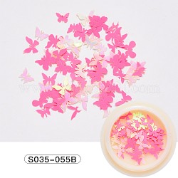 Cabochons en papier, décorations d'art d'ongle de mode, papillon, rose foncé, 3~5x5~7x0.1mm, 50 pcs / boîte