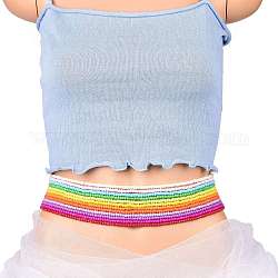 12 stücke 12 farben schmuck taille perlen, Glassaatperlen-Stretch-Taillenkette für Frauen, Mischfarbe, 31-1/2 Zoll (80 cm), 1 Stück / Farbe