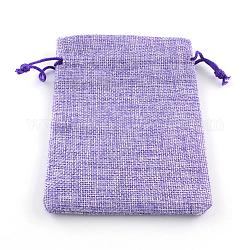 Pochettes en toile de jute, support violet, 9x7 cm