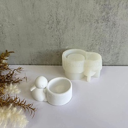 Moldes de silicona para candelabros de conejo diy, moldes de fundición de yeso de cemento de resina, blanco, 9.5x7x5.7 cm, diámetro interior: 8.6x7 cm