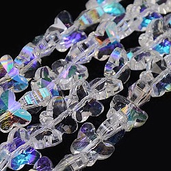 Electroplate Glass Bead Strands, AB Color, Faceted, Butterfly, Clear AB, 8x10x6mm, Hole: 1mm, about 60pcs/strand, 16.5inch