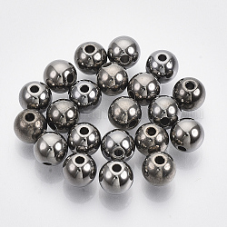 CCB пластиковые шарики, для изготовления ювелирных изделий DIY, круглые, металлический черный, 8x7 мм, отверстие : 1.6 мм.
