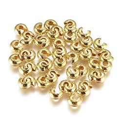Латуни обжимной шарики охватывает, золотые, 5x4.5x3 мм, отверстия: 1.5 мм, около 100 шт / мешок