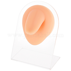 Soft Silicone Tongue Flexible Model Body Part Displays with Acrylic Stands, Jewelry Display Teaching Tools for Piercing Suture Acupuncture Practice, Saddle Brown, Stand: 5.05x8x10.5cm, Silicone Tongue: 7.3x5.9x3.7cm