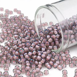 Toho perline rotonde, perline giapponesi, (305) interno colore cristallo / foderato blush, 8/0, 3mm, Foro: 1 mm, circa 10000pcs/libbra