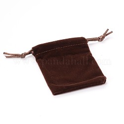 Прямоугольник мешки велюровый ювелирные изделия, седло коричневый, 8.8x7 см