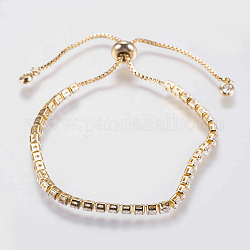 Bracelets en zircone cubique à micro-cuivré en laiton réglable, bracelets bolo, Bracelets coulissants, or, 8-1/2 pouce (215 mm)
