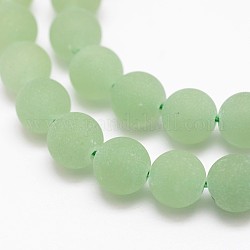 Матовые круглые естественные зеленые авантюрин бисер пряди, 10 мм, отверстие : 1 мм, около 38 шт / нитка, 15.5 дюйм