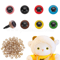 Pandahall Elite 70 Paar 7 Farben Bastelpuppenaugen aus Kunststoff Stofftieraugen, Sicherheitsaugen, mit Unterlegscheiben, Mischfarbe, 10 mm, 10 Paar / Farbe