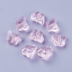 Perle di vetro trasparente, sfaccettato, farfalla, perla rosa, 6.5x8x5.5mm, Foro: 1 mm