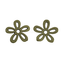 5-Petal Tibetan Style Alloy Flower Bead Caps, Cadmium Free & Nickel Free & Lead Free, Antique Bronze, 11x1.5mm, Hole: 1mm