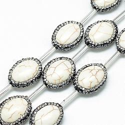 Perline di strass di magnesite naturale, ovale, bianco crema, 20.5~23x6mm, Foro: 1 mm