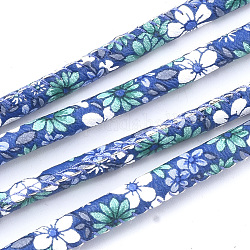 Pu Lederbänder, mit Baumwollkordel innen, Blumenmuster, königsblau, 6~6.5x5 mm, ca. 109.36 Yard (100m)/Bündel