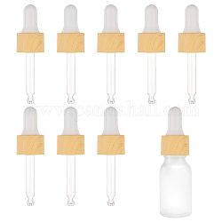 BENECREAT 10 Set Glass Eye Droppers for Essential Oils 10ml Pressure Rotating Cover Oil Droppers Glass Dropper Pipette with Imitation Wood Grain for Essential Oil Bottles